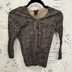Ann Taylor Leopard Print Cardigan (Size XXS Petite)